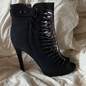 Black heels with grey on the slits size 9